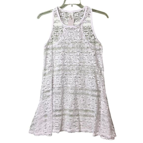 West Loop Cover Up Dress Womens S/M White Crochet Lace Racerback Beach Swim - Picture 2 of 11